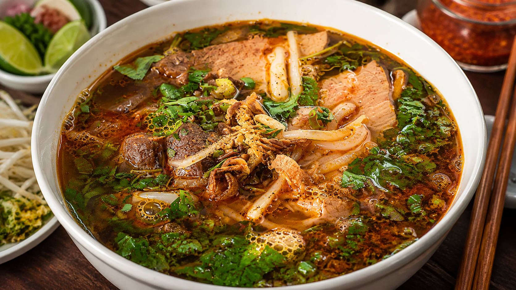 B&uacute;n B&ograve; Huế spicy beef noodle soup